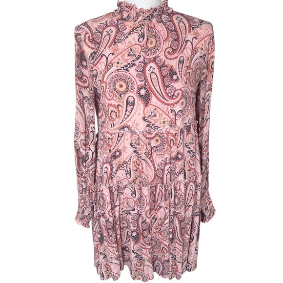 Anthropologie | Cady Tiered Paisley Printed Tunic Dress Size Small Boho Smocked - Picture 2 of 16